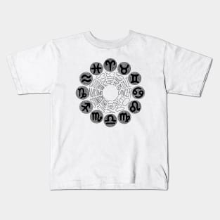 Zodiac Signs (Black) Kids T-Shirt